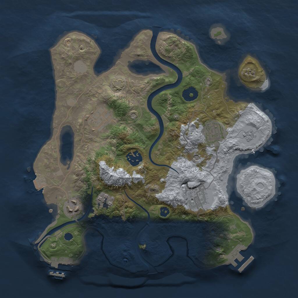 Rust Map: Procedural Map, Size: 3000, Seed: 32277, 12 Monuments
