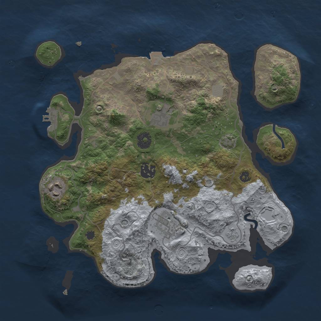 Rust Map: Procedural Map, Size: 3000, Seed: 12221457, 11 Monuments