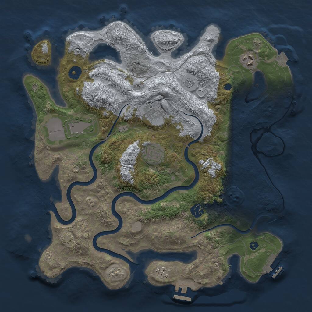Rust Map: Procedural Map, Size: 3550, Seed: 49049658, 12 Monuments