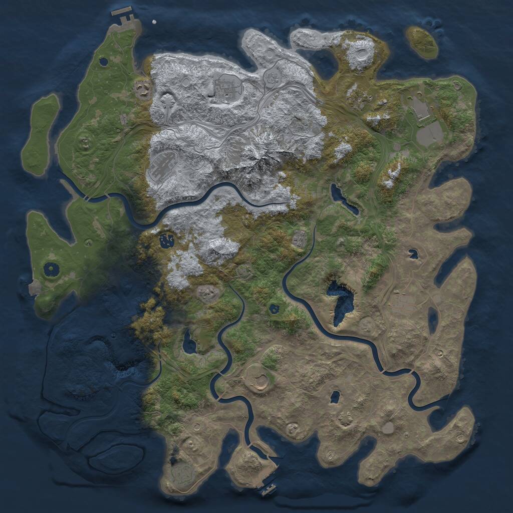 Rust Map: Procedural Map, Size: 5000, Seed: 979797979, 16 Monuments