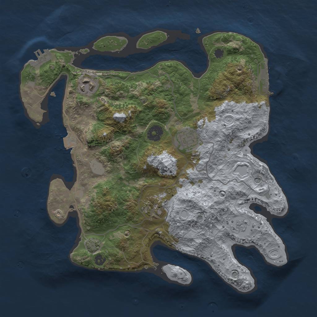 Rust Map: Procedural Map, Size: 3000, Seed: 16735, 11 Monuments