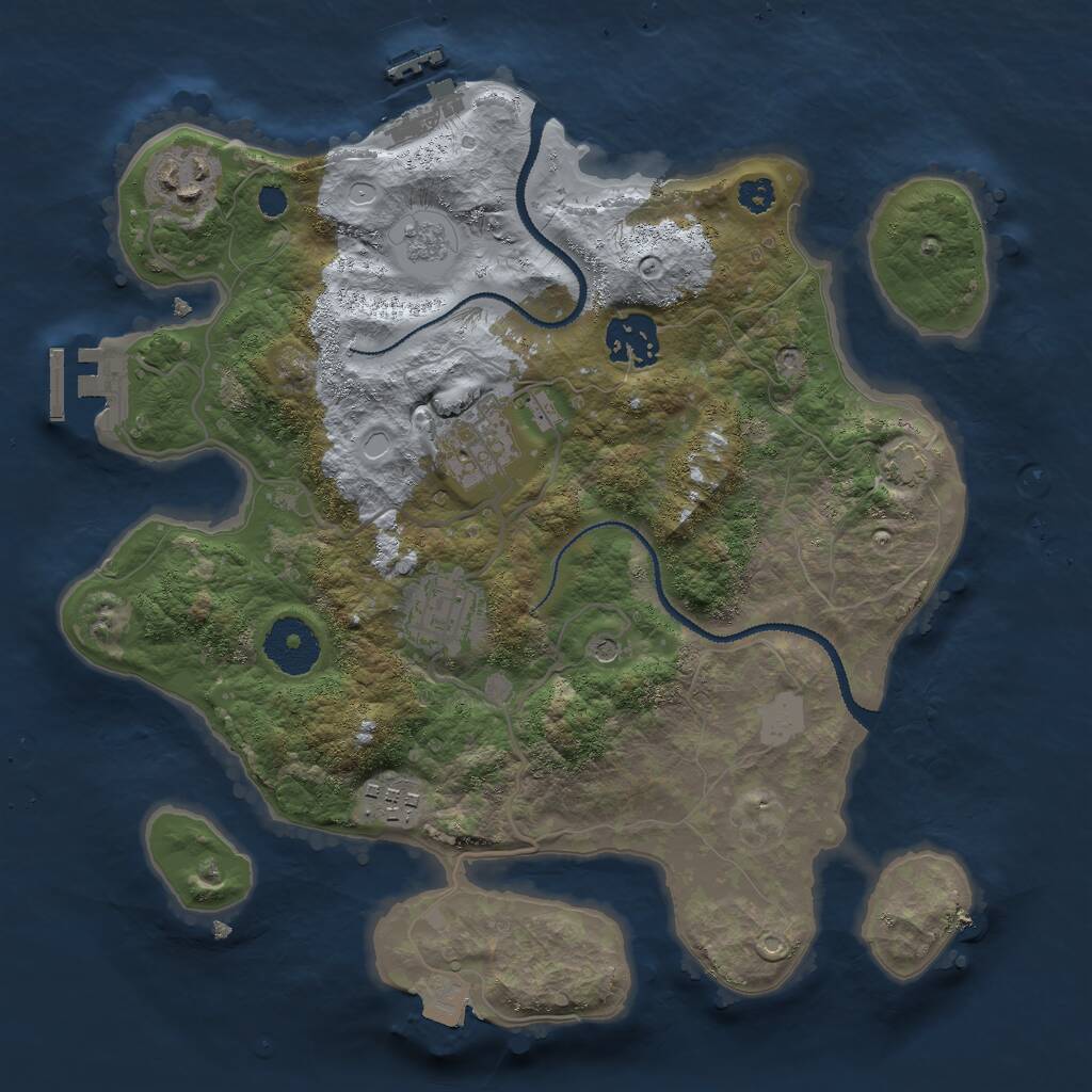 Rust Map: Procedural Map, Size: 3000, Seed: 25265771, 11 Monuments