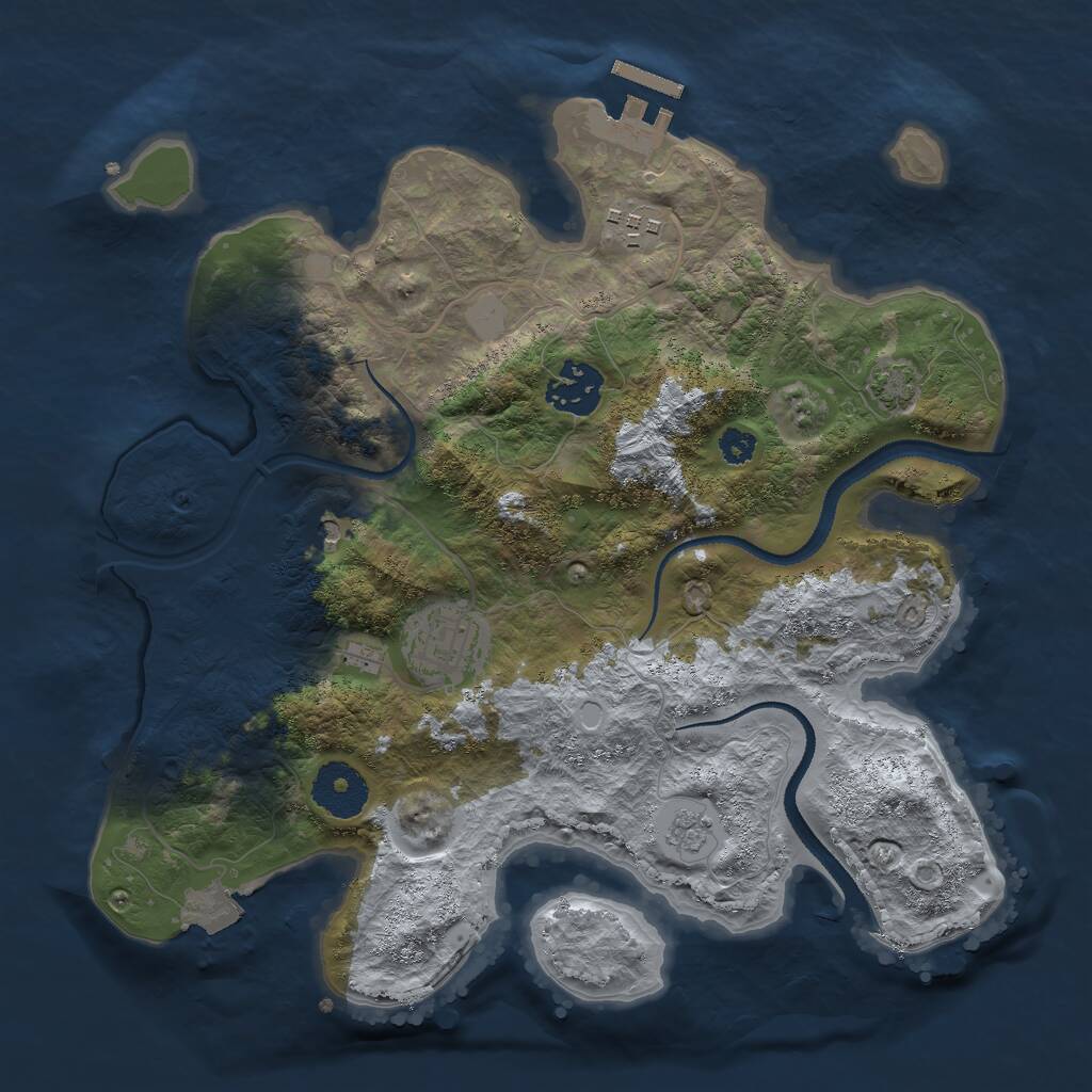 Rust Map: Procedural Map, Size: 3000, Seed: 15388, 8 Monuments