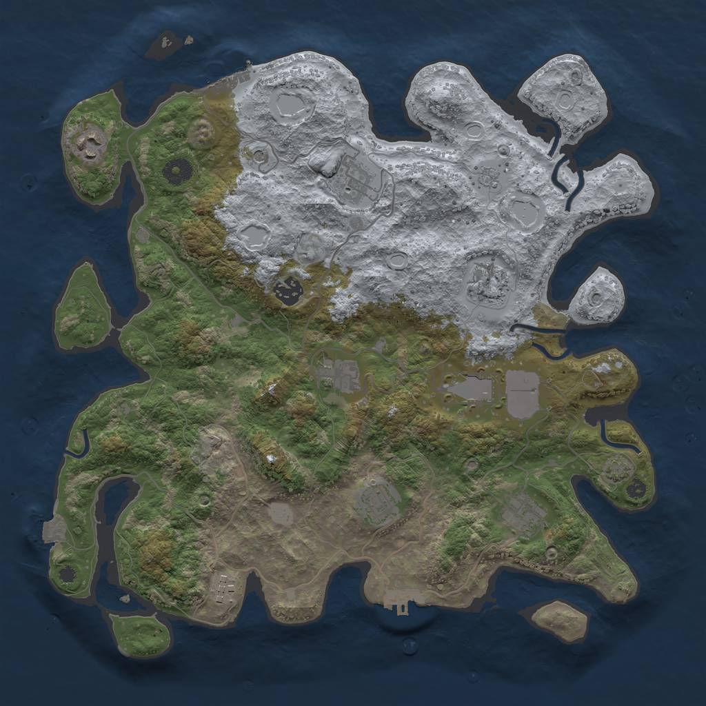 Rust Map: Procedural Map, Size: 3800, Seed: 822822822, 17 Monuments