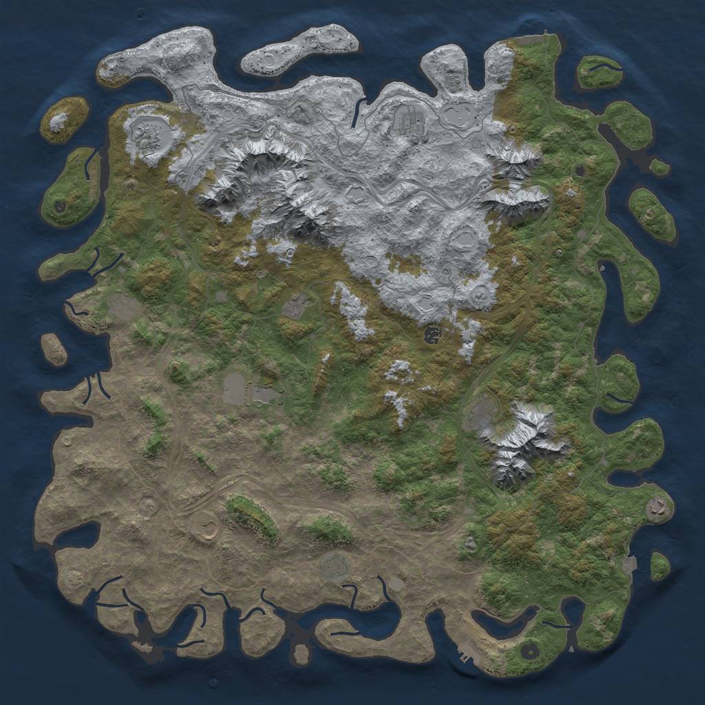 Rust Map: Procedural Map, Size: 6000, Seed: 304128470, 19 Monuments