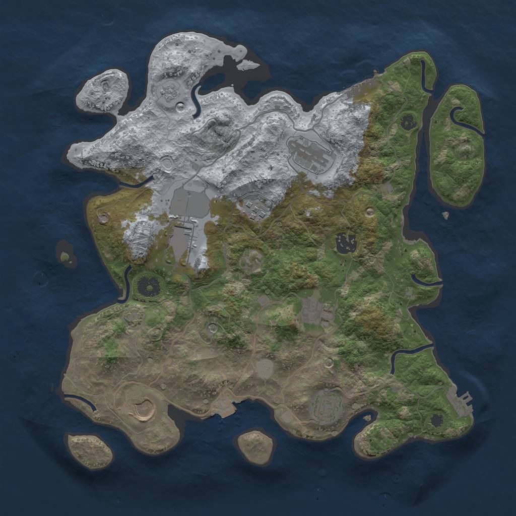 Rust Map: Procedural Map, Size: 3500, Seed: 10738617, 15 Monuments
