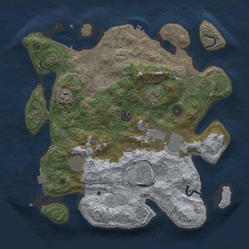 Rust Map: Procedural Map, Size: 3500, Seed: 65629362, 15 Monuments