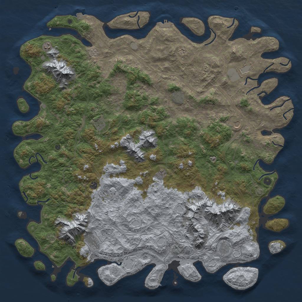 Rust Map: Procedural Map, Size: 6000, Seed: 364704109, 19 Monuments