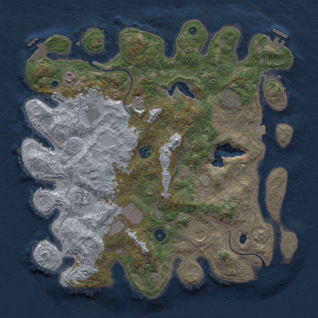 Rust Map: Procedural Map, Size: 4000, Seed: 202404281, 14 Monuments