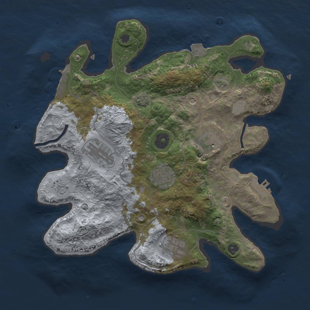 Rust Map: Procedural Map, Size: 3000, Seed: 16902, 12 Monuments