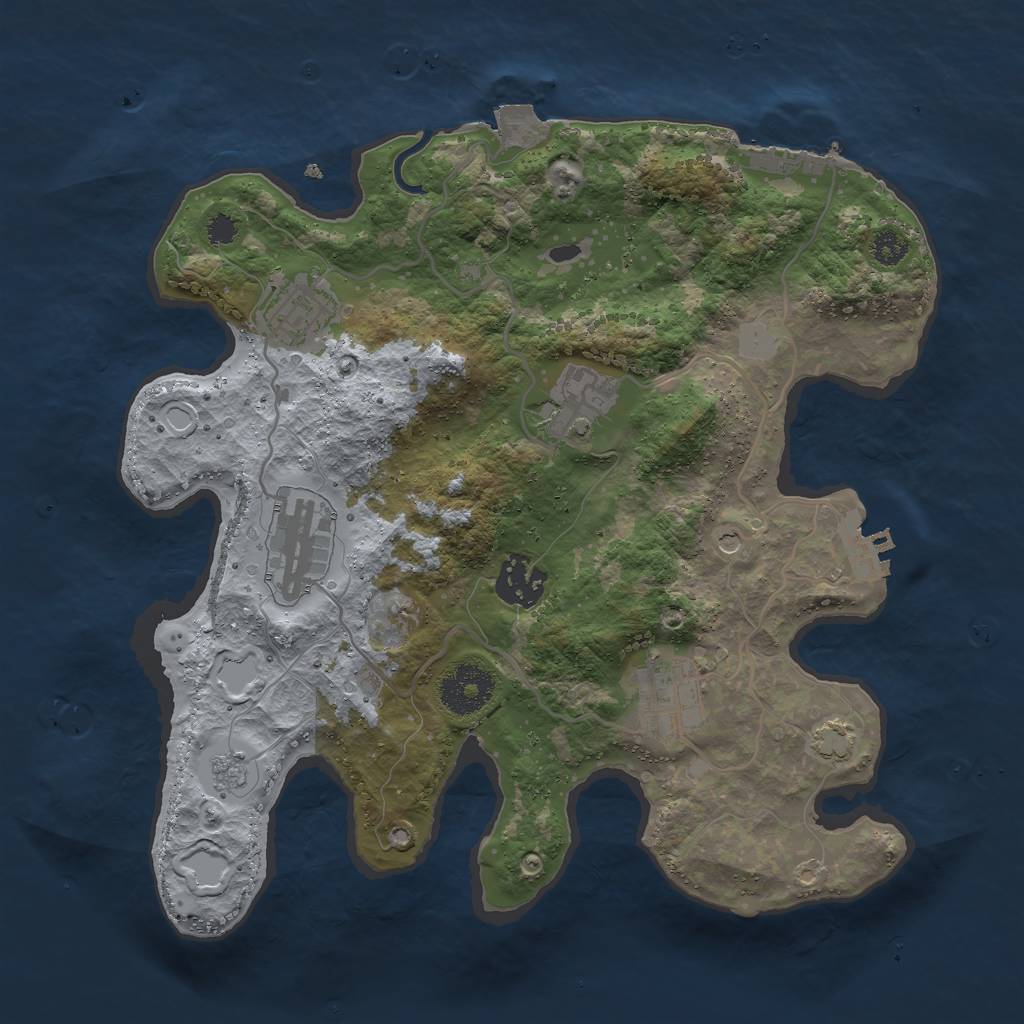 Rust Map: Procedural Map, Size: 3000, Seed: 3385, 13 Monuments