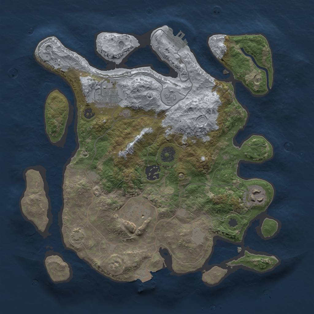 Rust Map: Procedural Map, Size: 3000, Seed: 675421407, 10 Monuments