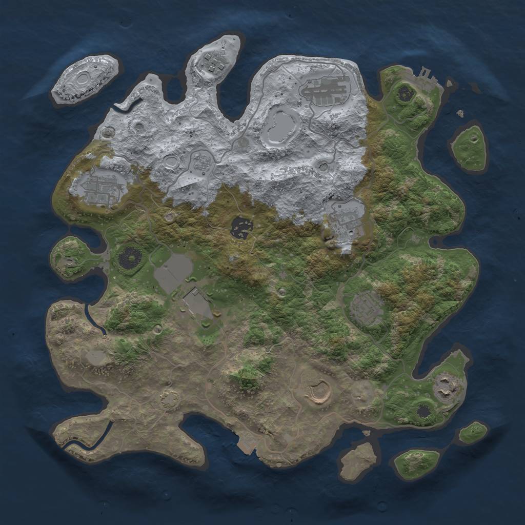 Rust Map: Procedural Map, Size: 3500, Seed: 153235, 16 Monuments