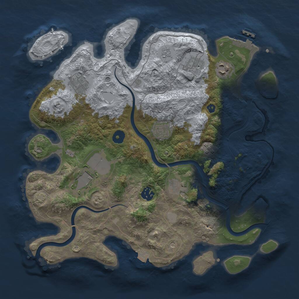 Rust Map: Procedural Map, Size: 3500, Seed: 153235, 13 Monuments