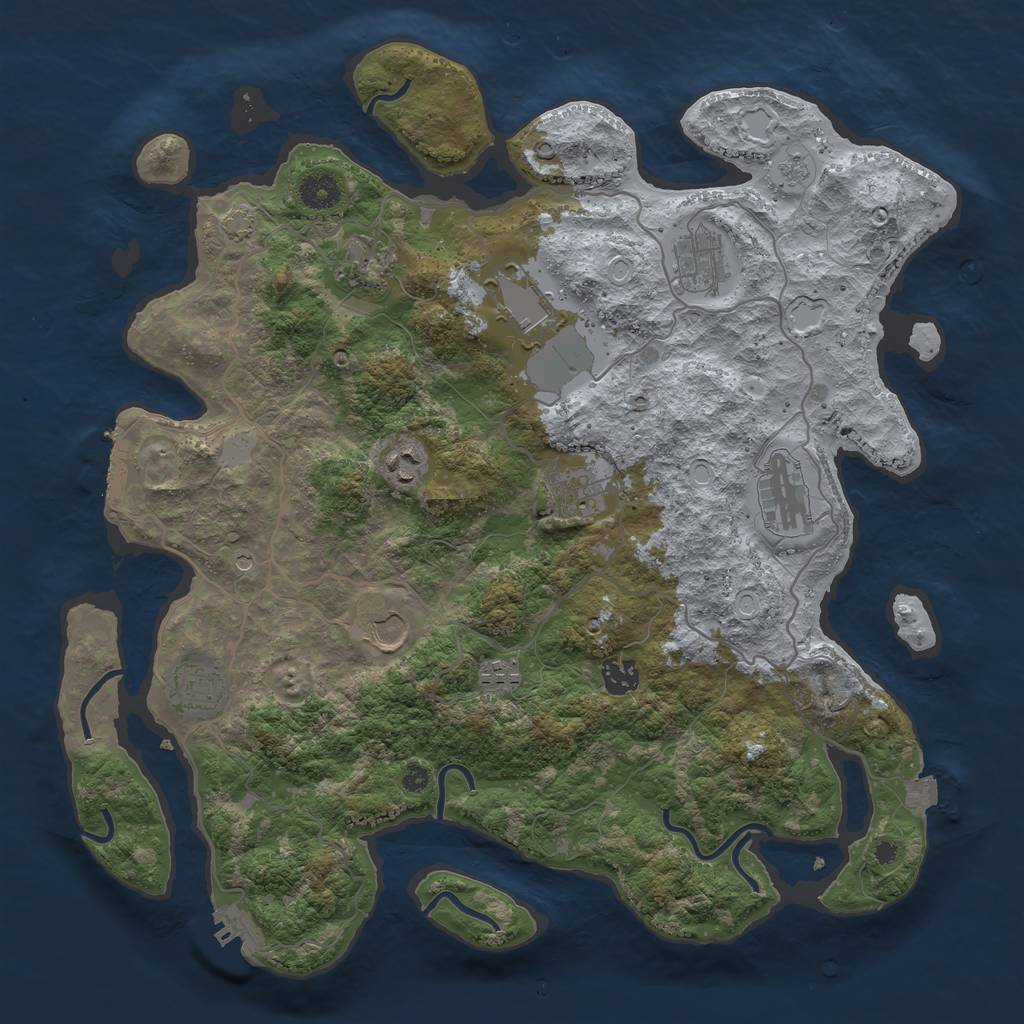 Rust Map: Procedural Map, Size: 4000, Seed: 503, 18 Monuments