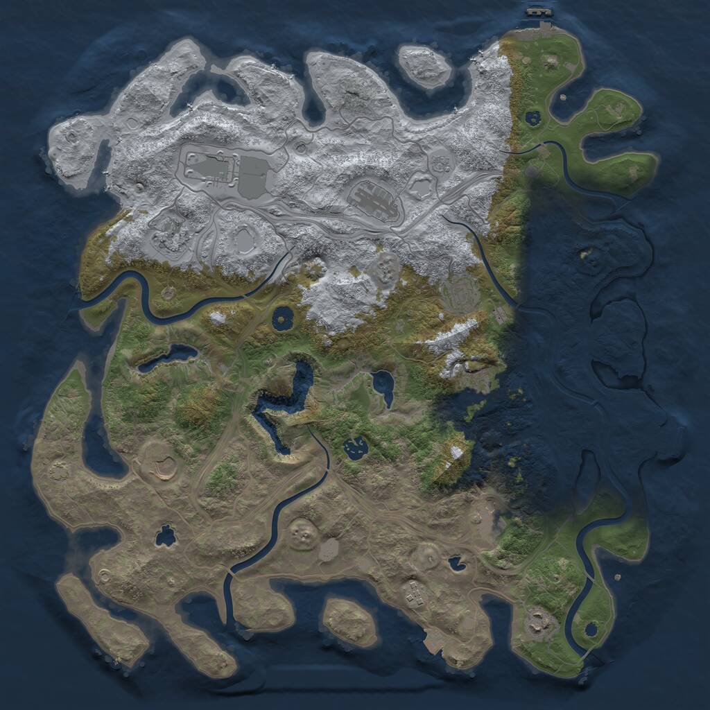 Rust Map: Procedural Map, Size: 4500, Seed: 49619386, 16 Monuments