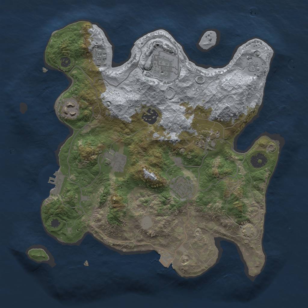 Rust Map: Procedural Map, Size: 3000, Seed: 2056827348, 13 Monuments