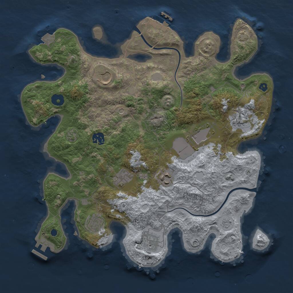 Rust Map: Procedural Map, Size: 3500, Seed: 1036315813, 14 Monuments