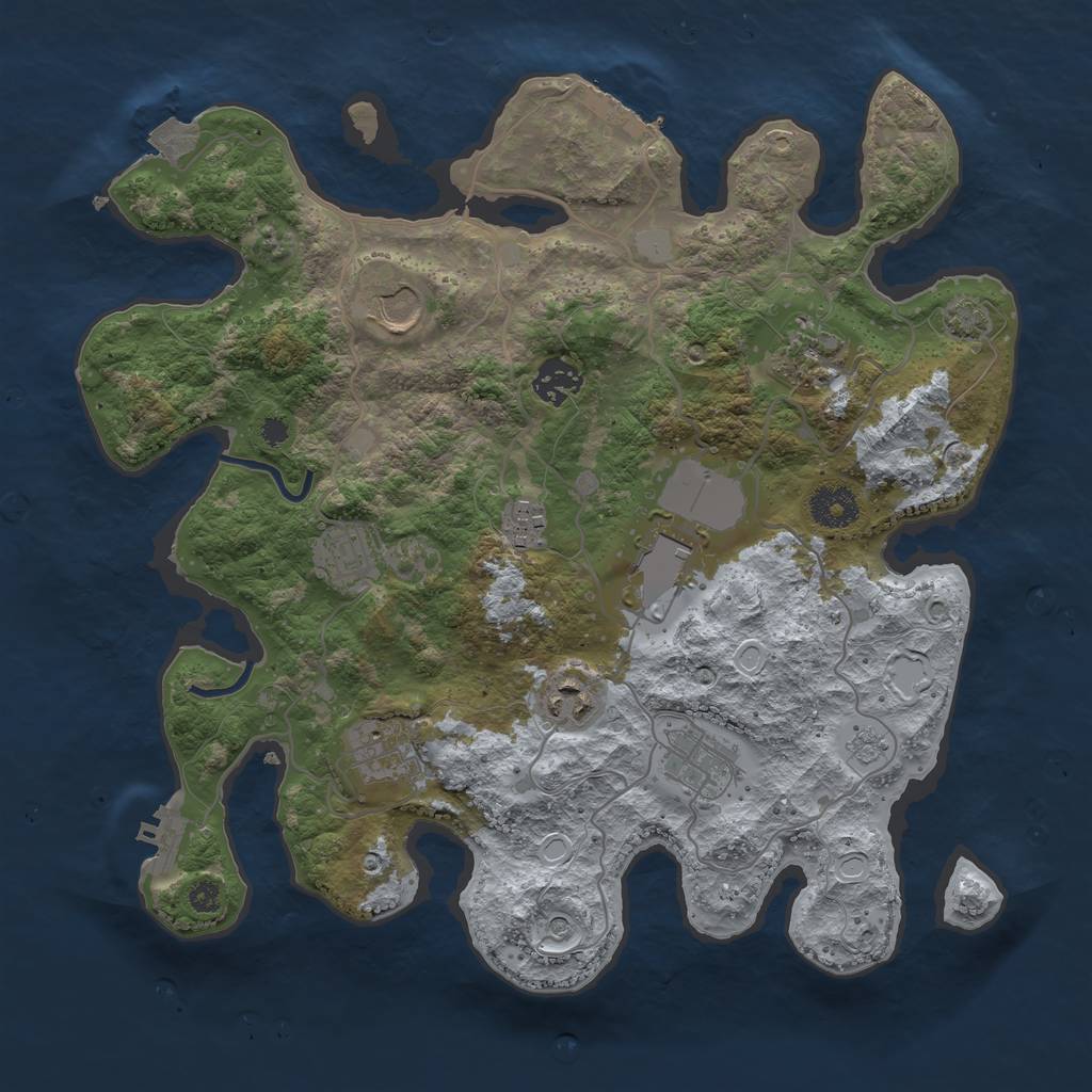 Rust Map: Procedural Map, Size: 3500, Seed: 1036315813, 17 Monuments