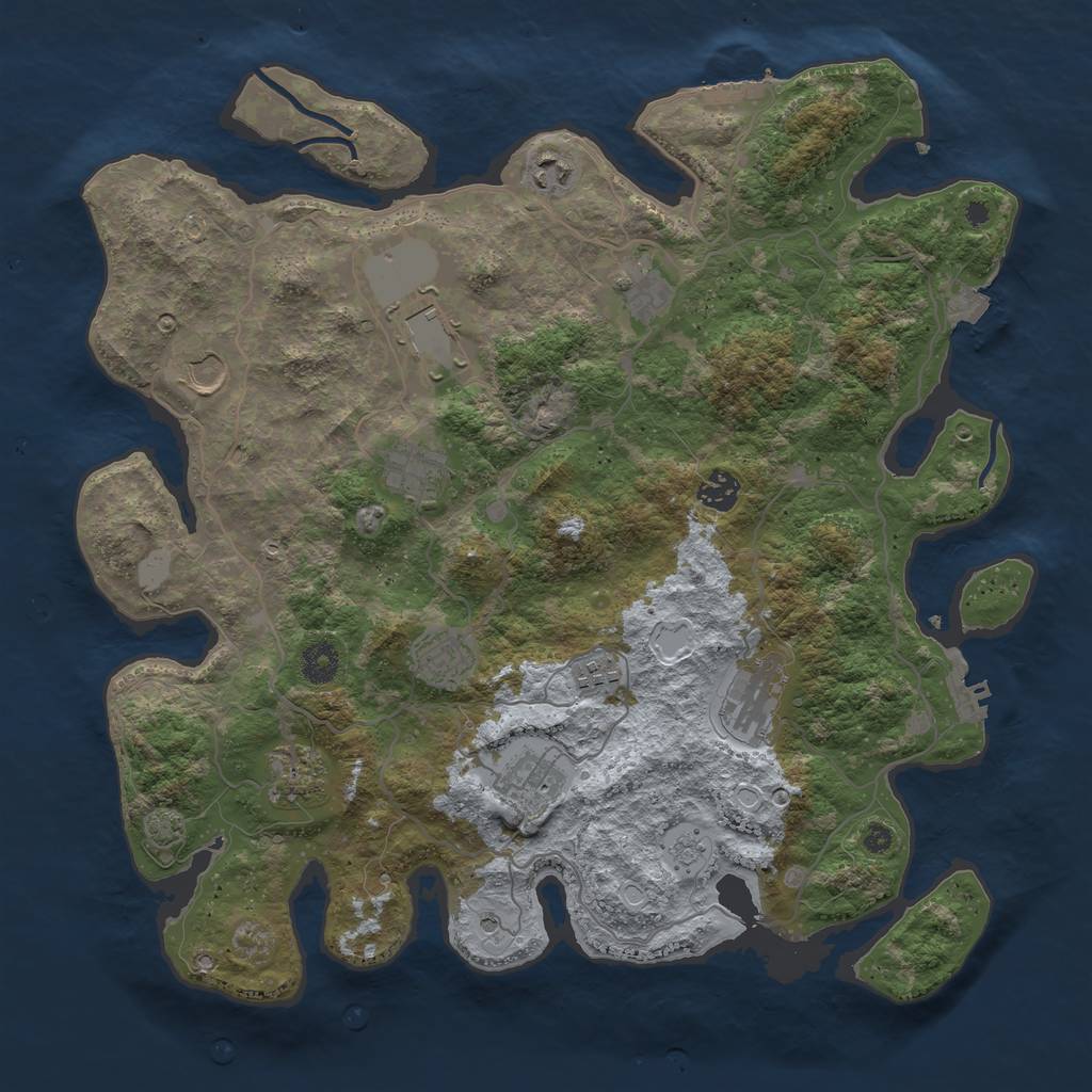 Rust Map: Procedural Map, Size: 4000, Seed: 64689823, 19 Monuments