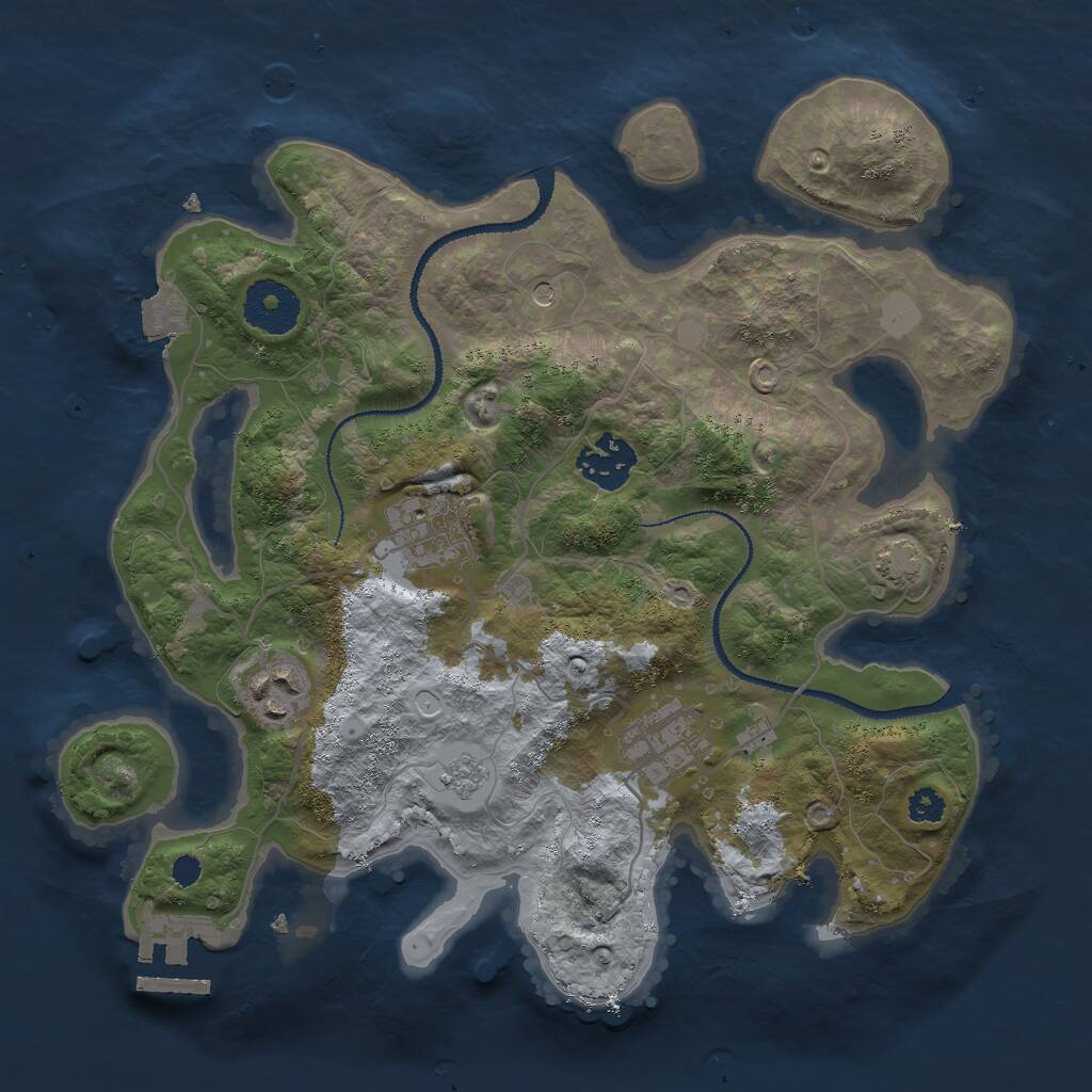 Rust Map: Procedural Map, Size: 3000, Seed: 975345425, 9 Monuments