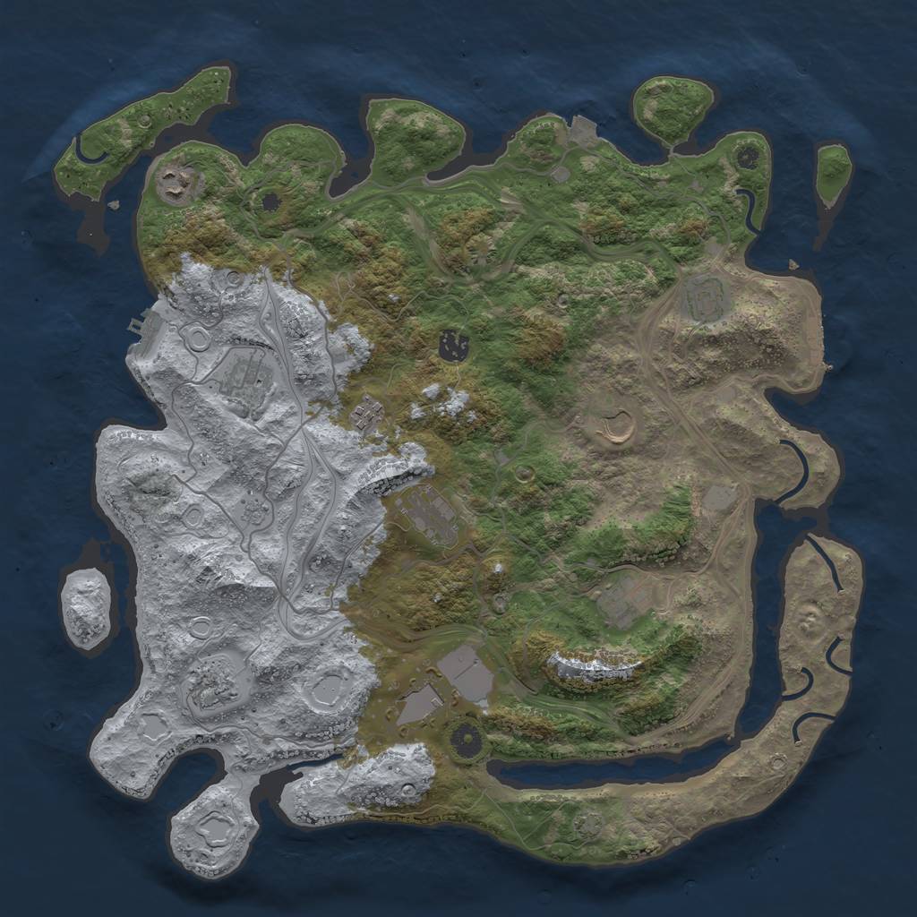 Rust Map: Procedural Map, Size: 4250, Seed: 721486572, 18 Monuments