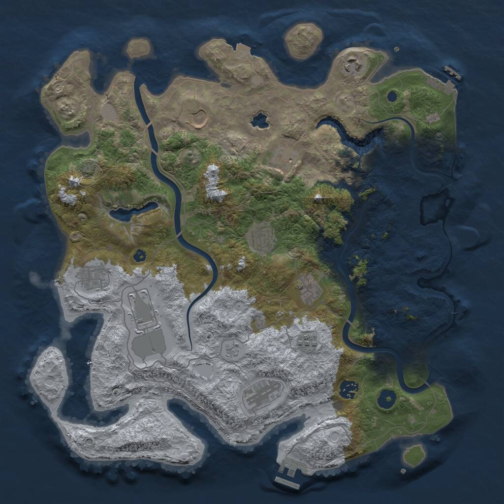 Rust Map: Procedural Map, Size: 4000, Seed: 119427443, 16 Monuments