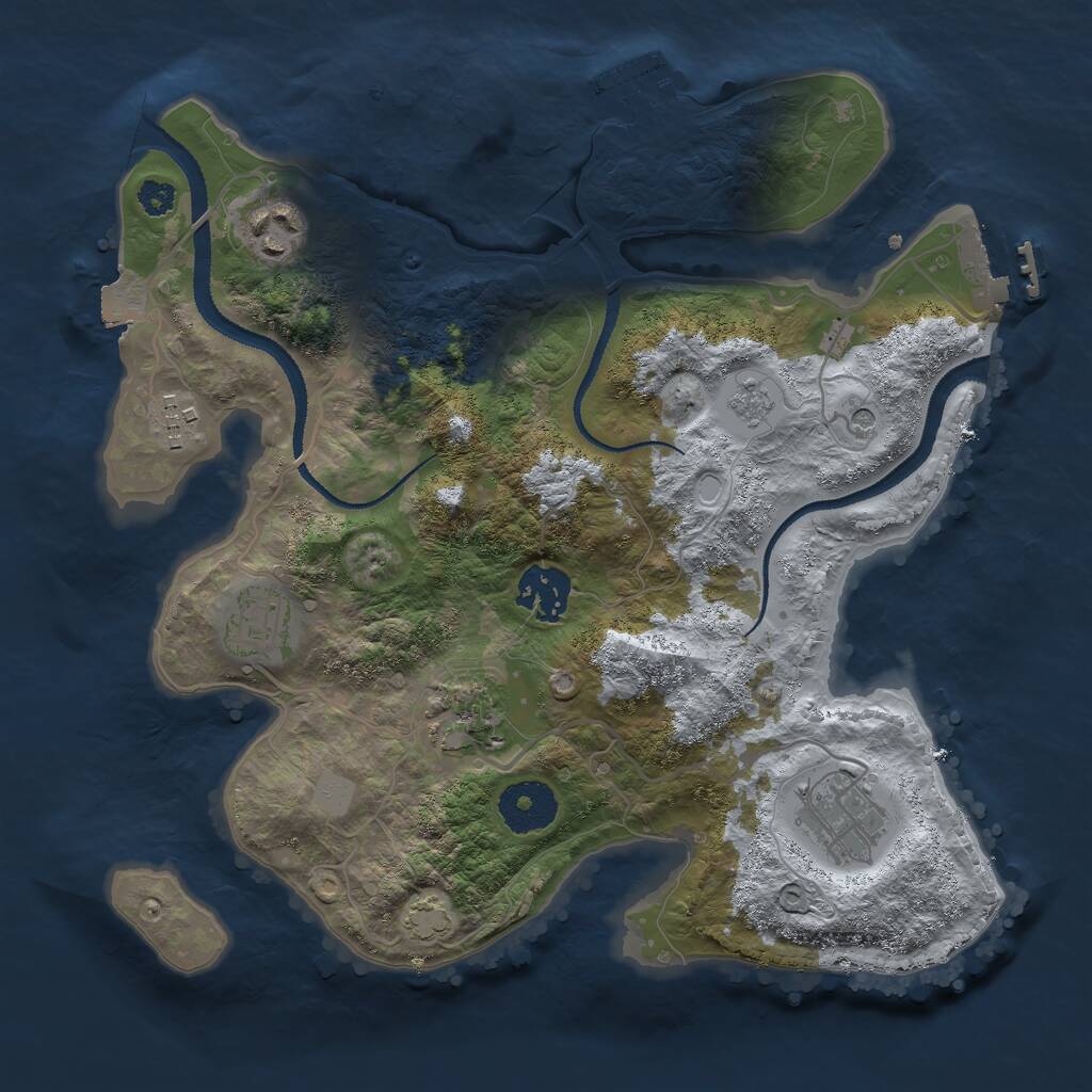 Rust Map: Procedural Map, Size: 3000, Seed: 24531, 12 Monuments
