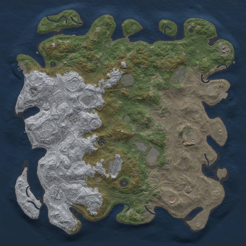 Rust Map: Procedural Map, Size: 4500, Seed: 929153440, 19 Monuments