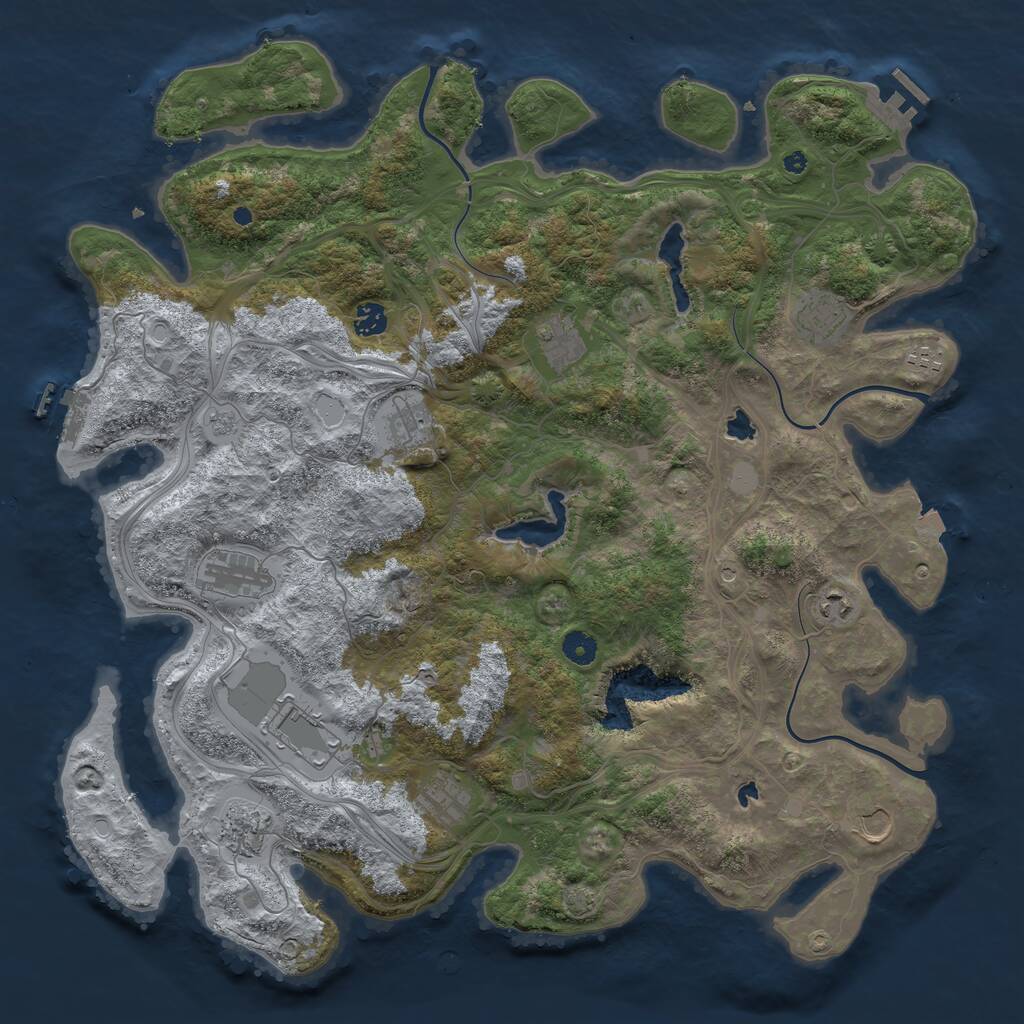 Rust Map: Procedural Map, Size: 4500, Seed: 929153440, 17 Monuments