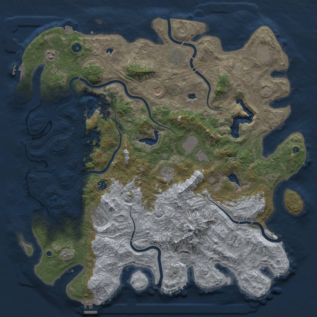 Rust Map: Procedural Map, Size: 5000, Seed: 2391578, 16 Monuments