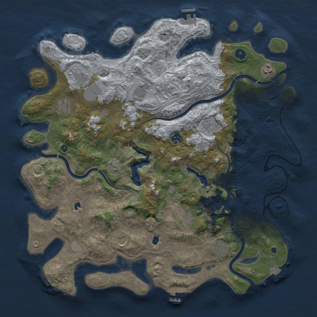 Rust Map: Procedural Map, Size: 4500, Seed: 591382, 16 Monuments