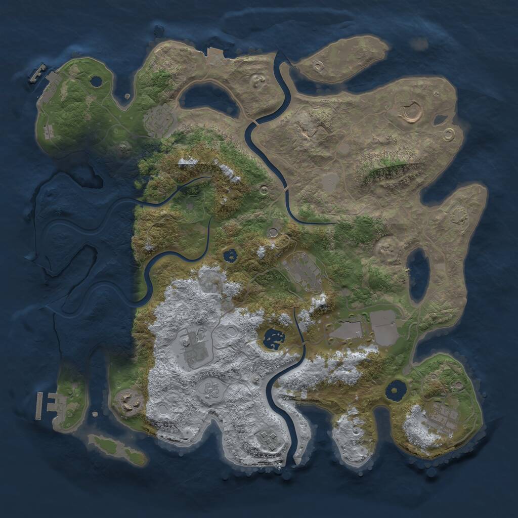 Rust Map: Procedural Map, Size: 3750, Seed: 1443953997, 15 Monuments