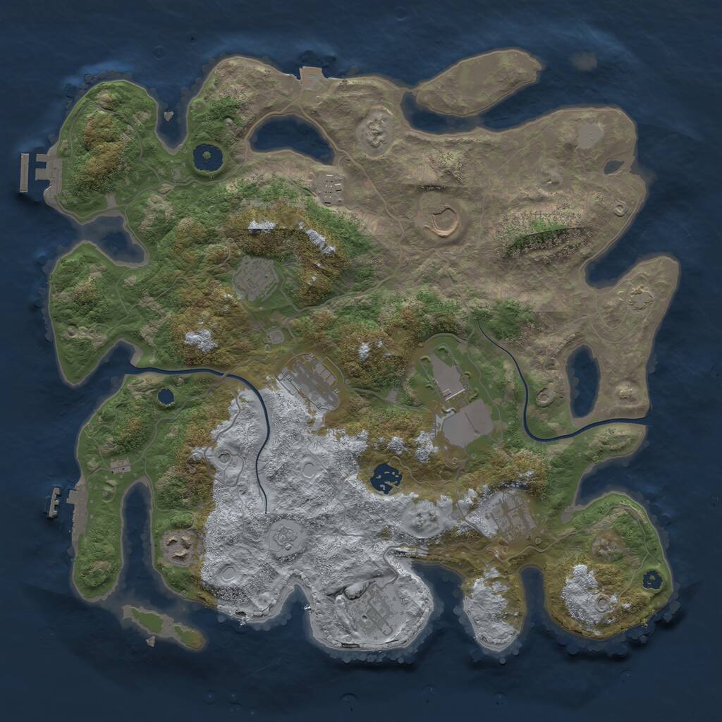 Rust Map: Procedural Map, Size: 3750, Seed: 1443953997, 15 Monuments