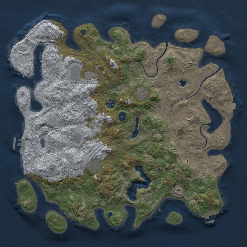 Rust Map: Procedural Map, Size: 4400, Seed: 21382772, 14 Monuments