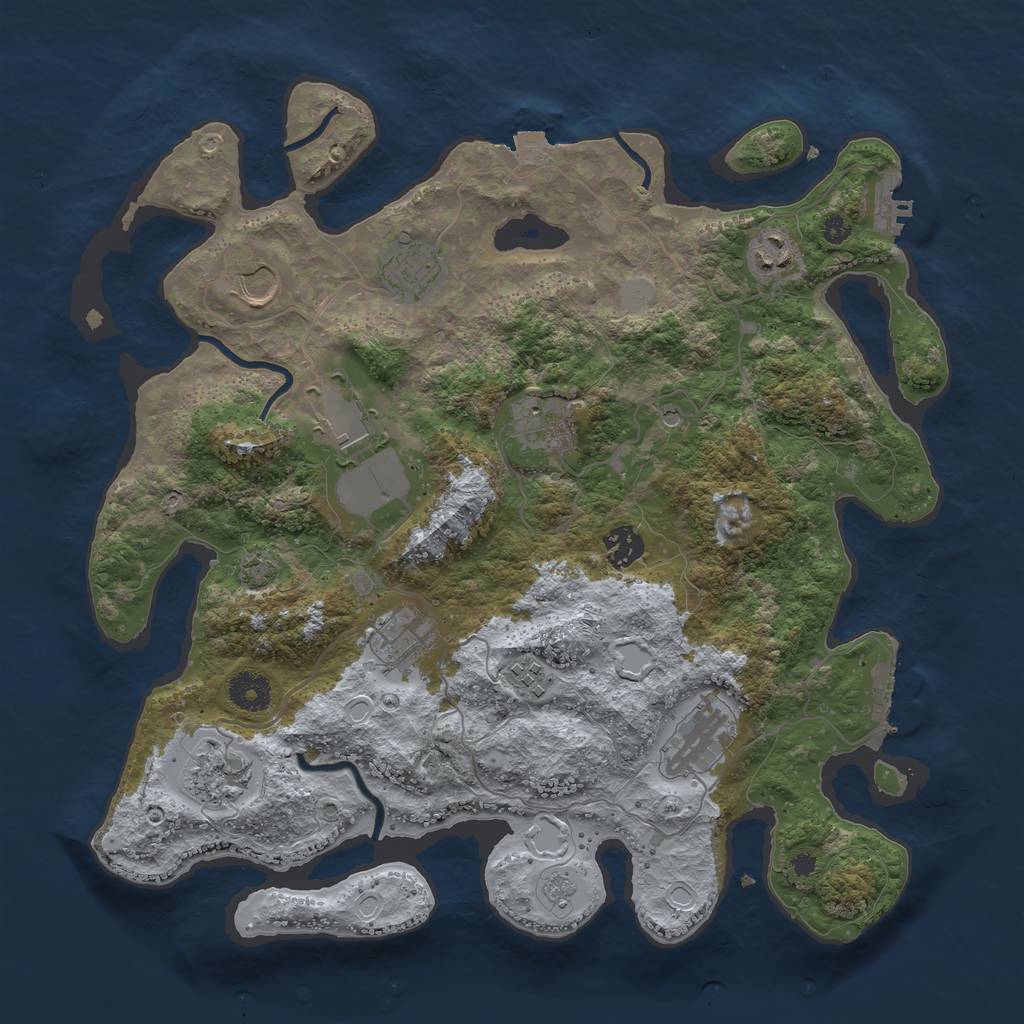 Rust Map: Procedural Map, Size: 3750, Seed: 9184566, 18 Monuments