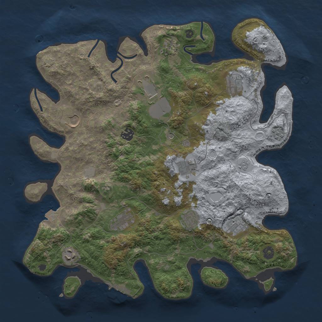 Rust Map: Procedural Map, Size: 3850, Seed: 298918732, 18 Monuments