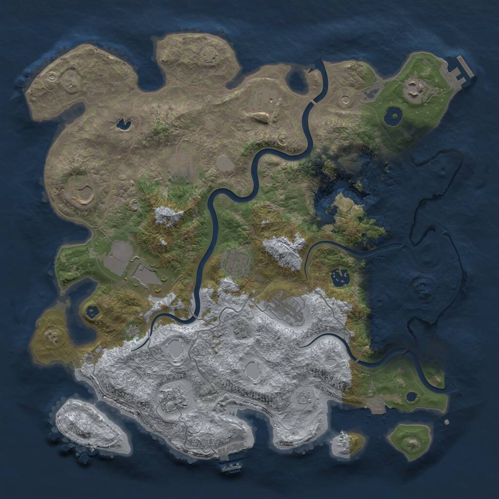 Rust Map: Procedural Map, Size: 4000, Seed: 87777, 16 Monuments