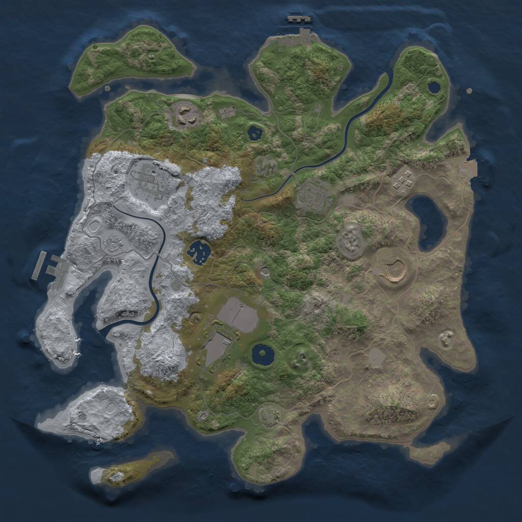 Rust Map: Procedural Map, Size: 3500, Seed: 706, 13 Monuments