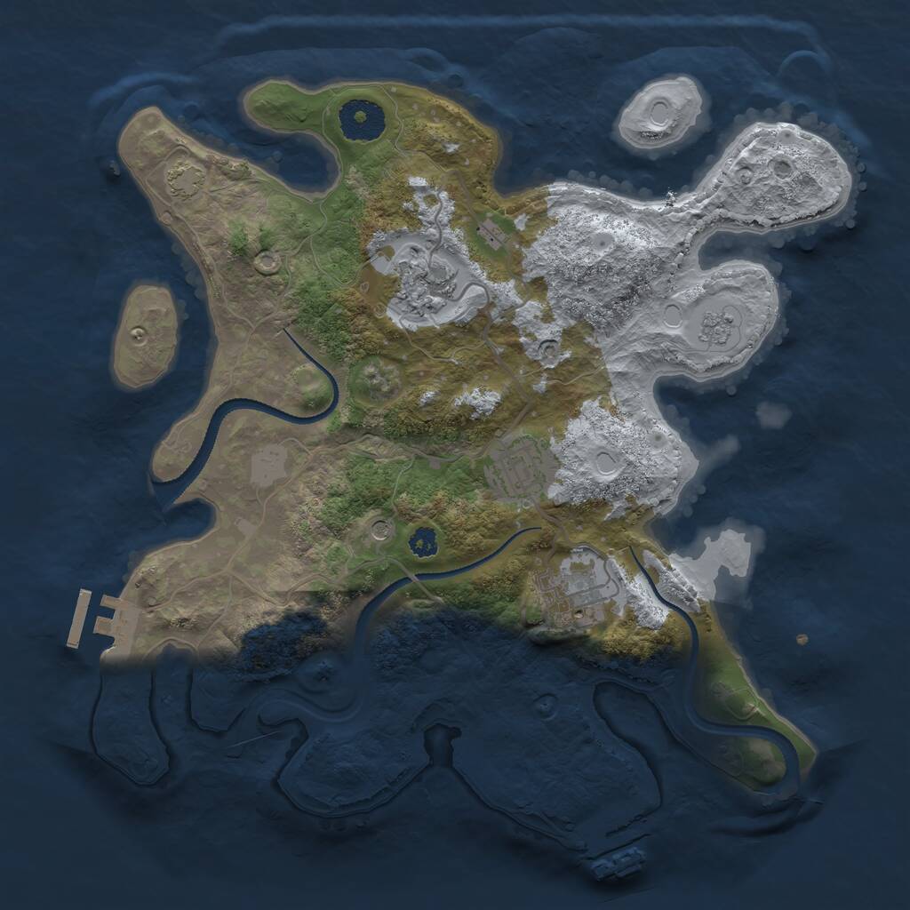 Rust Map: Procedural Map, Size: 3100, Seed: 870365785, 9 Monuments