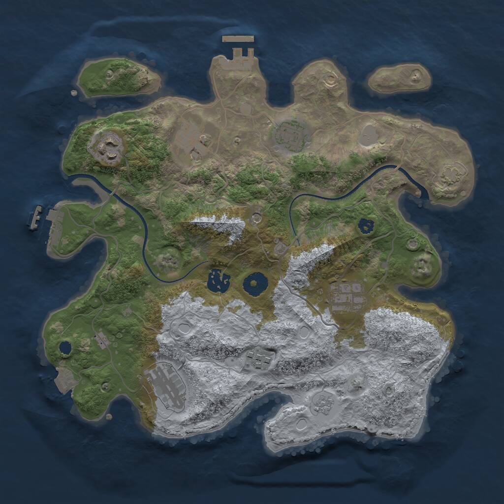Rust Map: Procedural Map, Size: 3200, Seed: 86035777, 13 Monuments