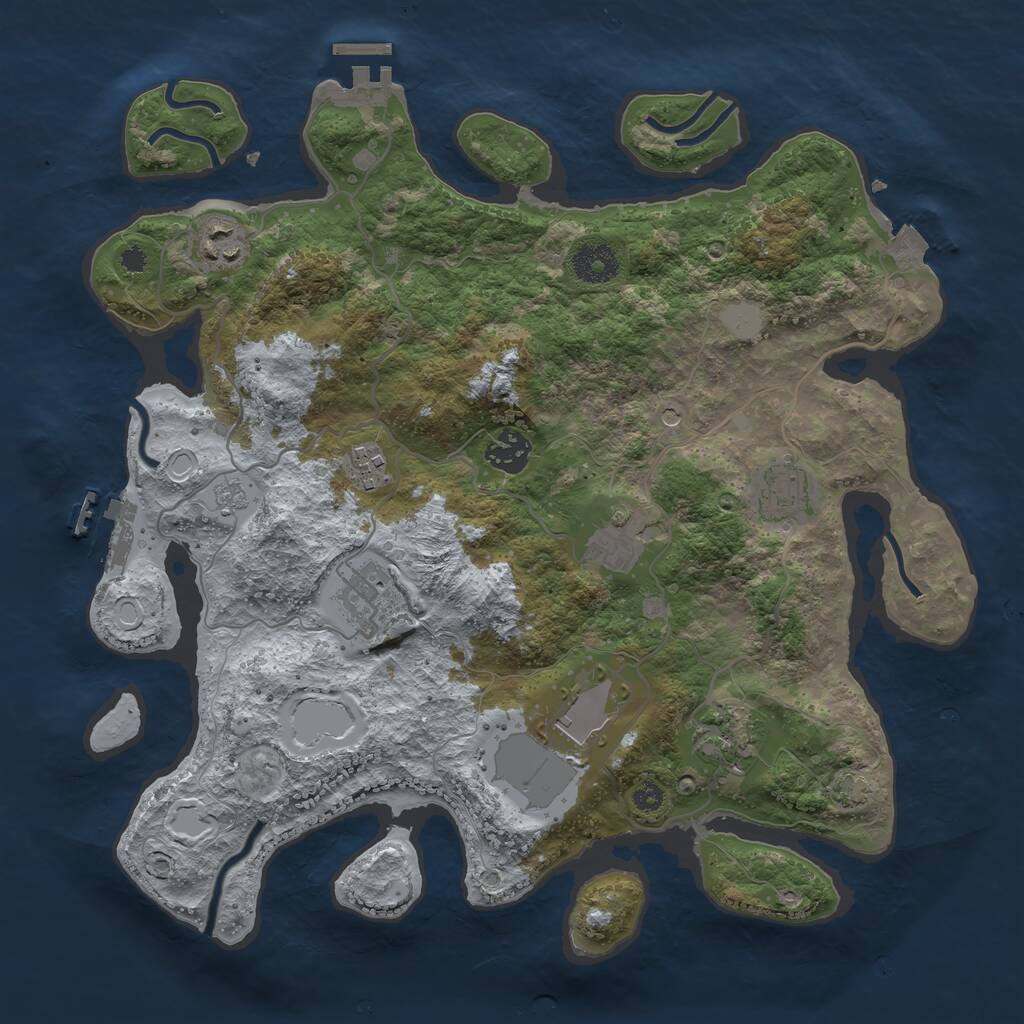Rust Map: Procedural Map, Size: 3500, Seed: 696321866, 14 Monuments