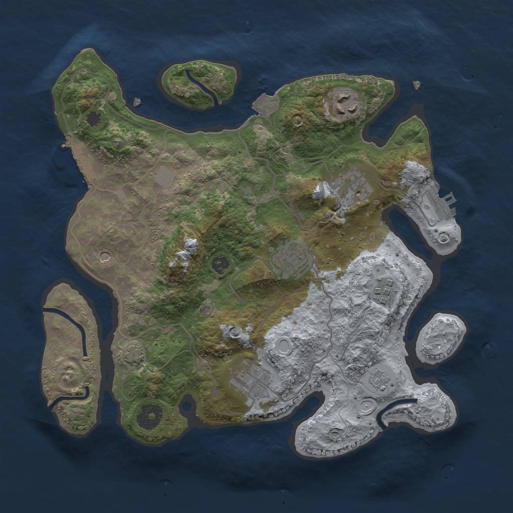 Rust Map: Procedural Map, Size: 3000, Seed: 10041, 13 Monuments