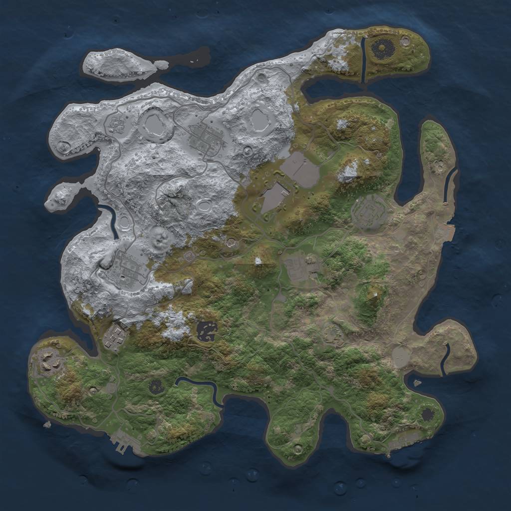 Rust Map: Procedural Map, Size: 3500, Seed: 53185488, 16 Monuments