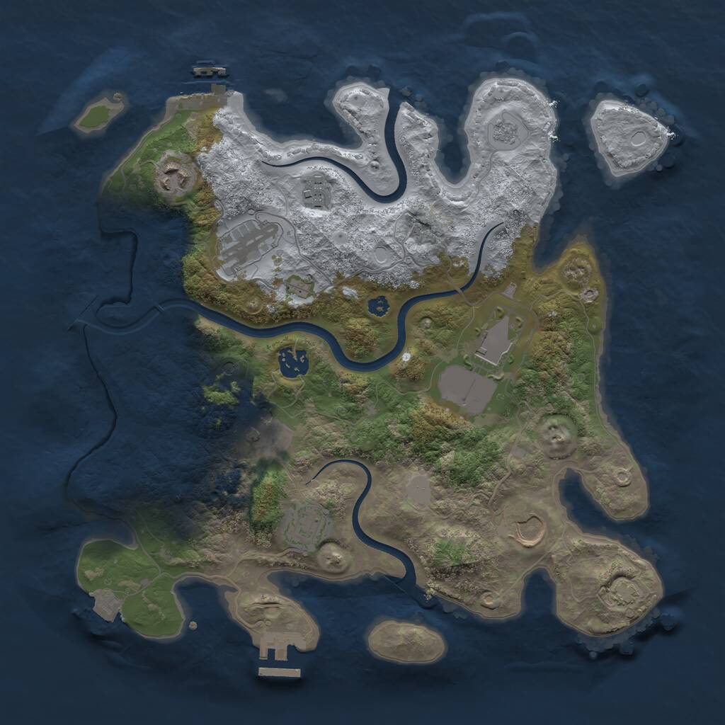 Rust Map: Procedural Map, Size: 3500, Seed: 3159527, 14 Monuments