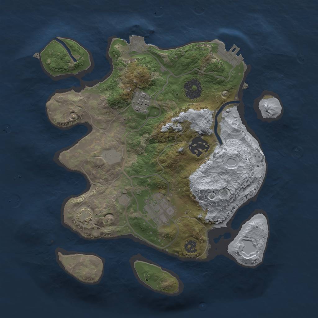 Rust Map: Procedural Map, Size: 2500, Seed: 618786506, 8 Monuments