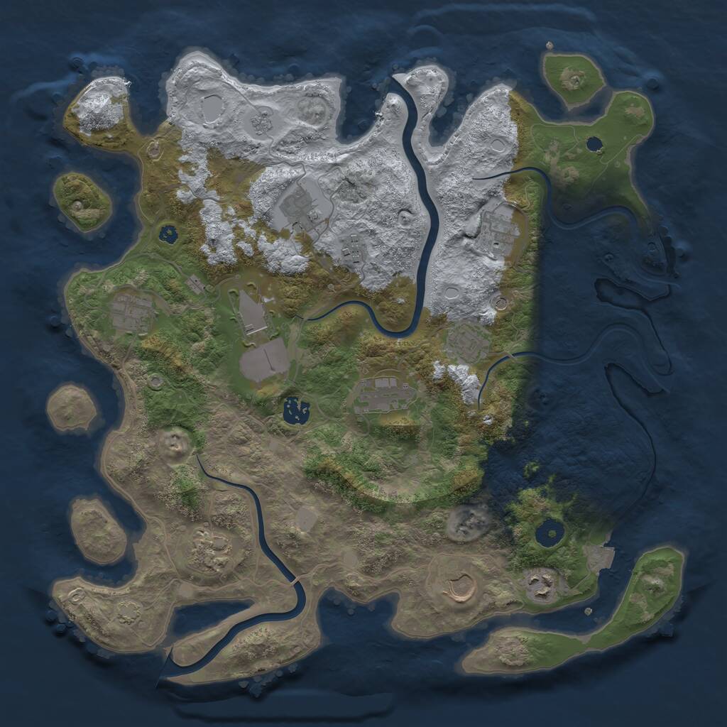 Rust Map: Procedural Map, Size: 3900, Seed: 54828033, 15 Monuments