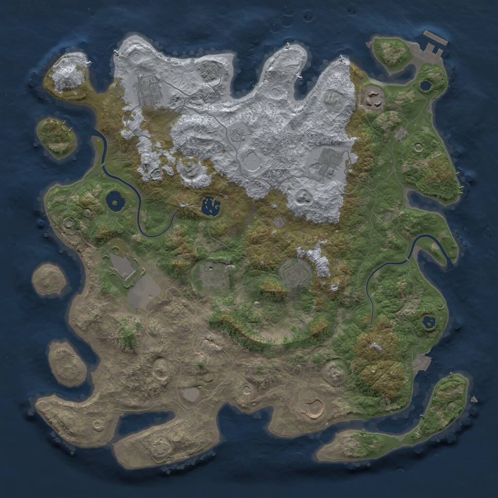 Rust Map: Procedural Map, Size: 3900, Seed: 54828033, 14 Monuments