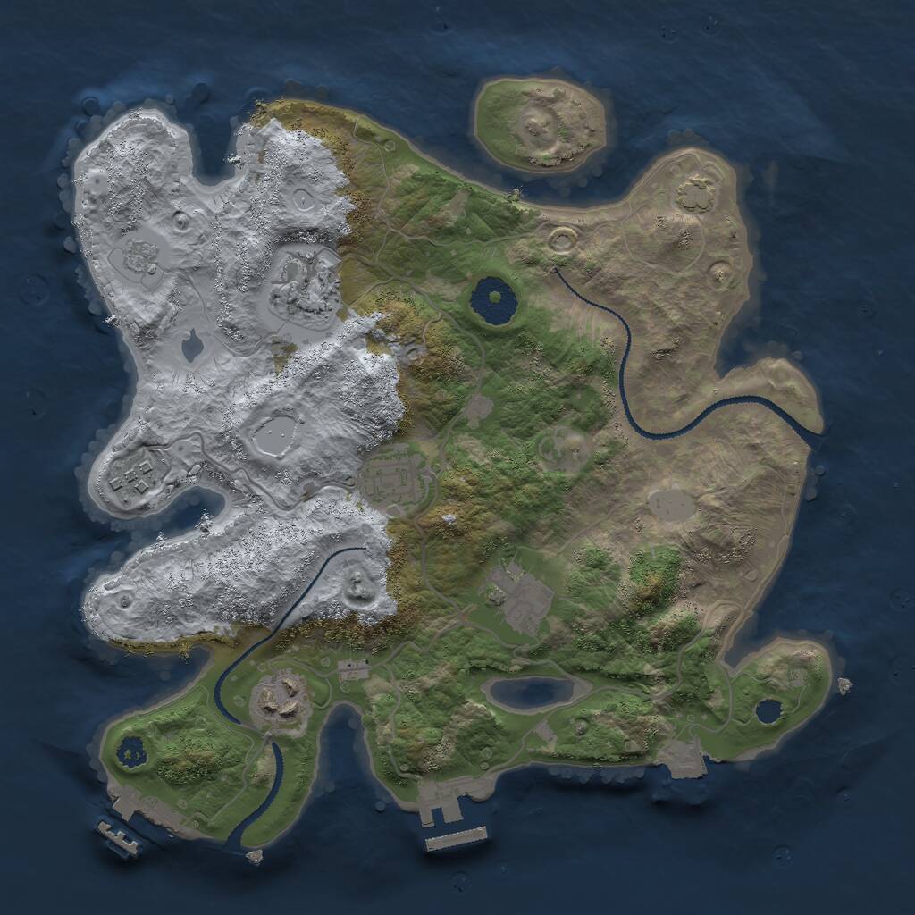 Rust Map: Procedural Map, Size: 3000, Seed: 5951, 10 Monuments