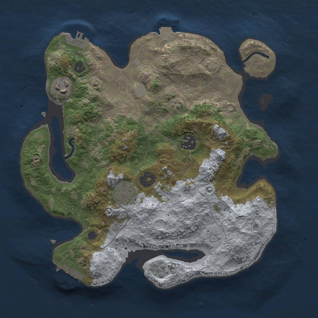 Rust Map: Procedural Map, Size: 3000, Seed: 21648, 12 Monuments